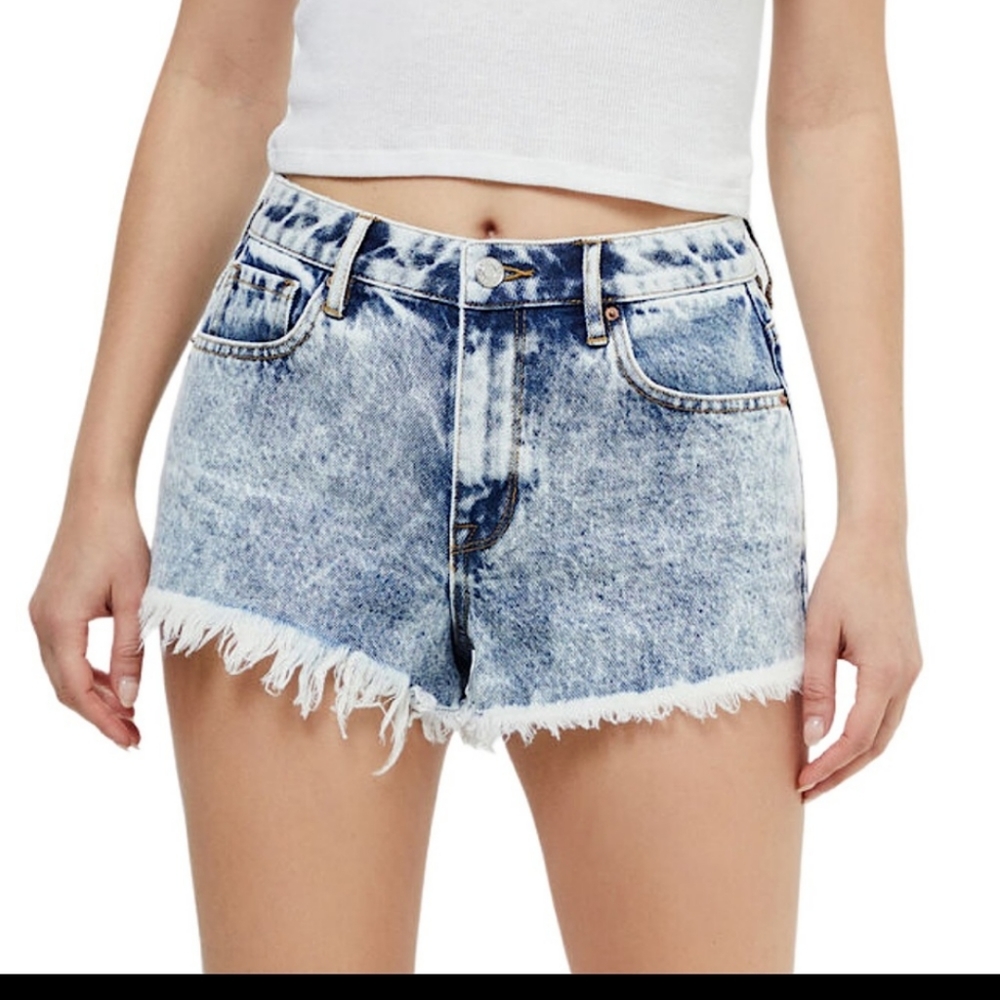 Pacsun High Rise Festival Acid Washed Frayed Hem Shorts Size 25
